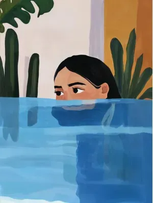 KIT 3 QUADROS DECORATIVOS - MULHER E HOMEM NA PISCINA